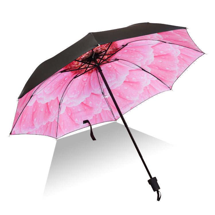 Sakura New Sun Umbrella Vinyl Sun Umbrella Anti-UV Sun Umbrella Women's Sun Umbrella Tri-fold Umbrella Printed LOGO