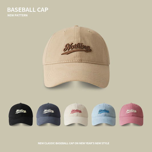 Soft-top baseball hat for men with large head circumference, small face, three-dimensional embroidery, pure cotton peaked cap, outdoor versatile sun hat for women