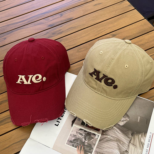 Niche Fashion Soft Top Embroidered Letters Baseball Cap Couple Face Revealing Small Versatile Casual Peaked Cap