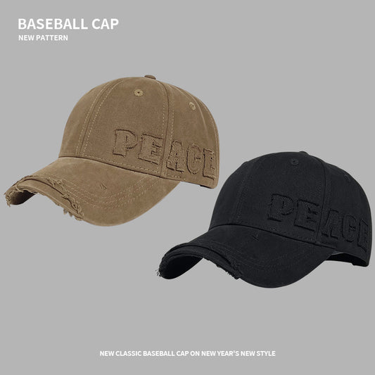 Street Hole-In-The-Wall Baseball Hat For Women In Autumn And Winter Trendy Brand Couple Old Casual All-Match Face-Showing Small Peaked Cap