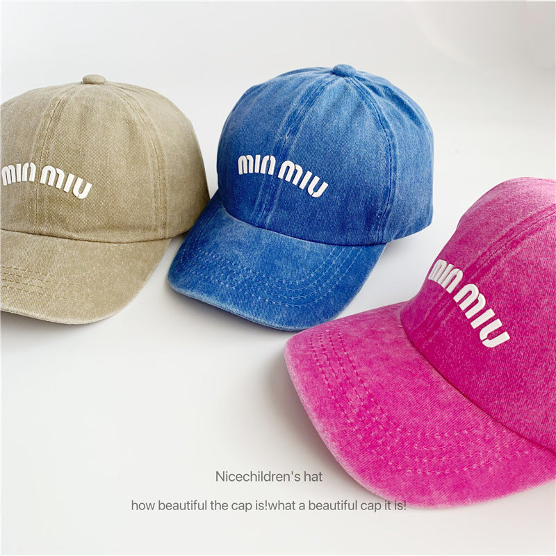 Letter laminated baseball cap women's ins washed cotton retro soft top casual versatile men's duck cap