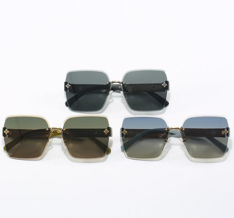 2024 New PC Polarized Sunglasses Large Frame Fashion Trendy Sunglasses for Women Frameless Square Anchors Same Style