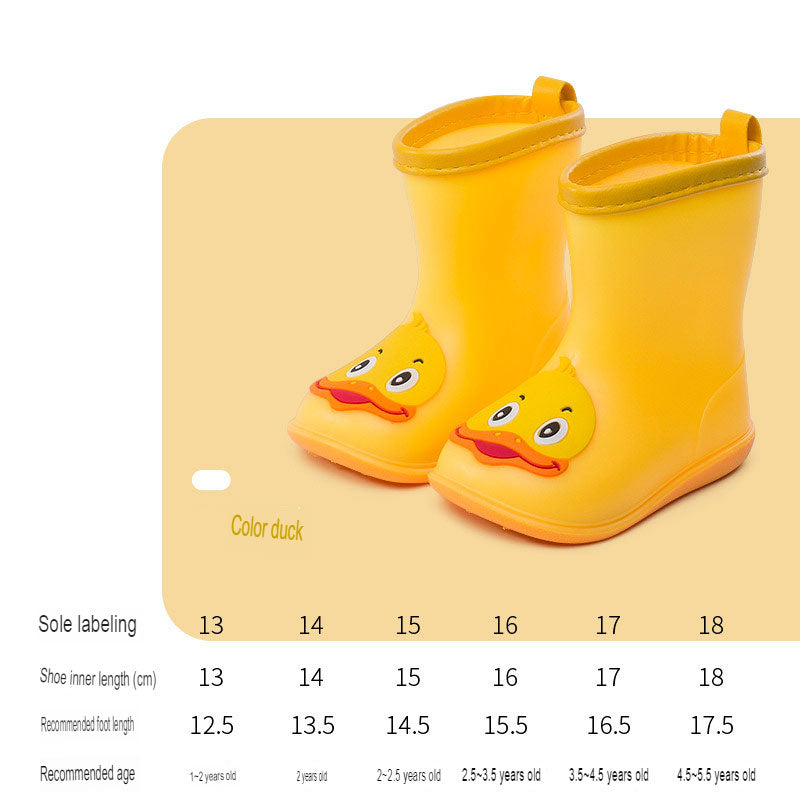 Baby rain boots summer boys printed lightweight waterproof toddler wear-resistant cute mid-tube water shoes girls and children rain gear