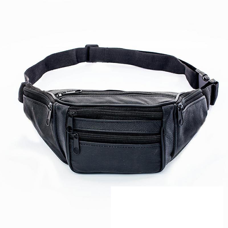 men's genuine leather waist bag first-layer cowhide cross-body bag multi-functional sports running outdoor waist bag cashier bag