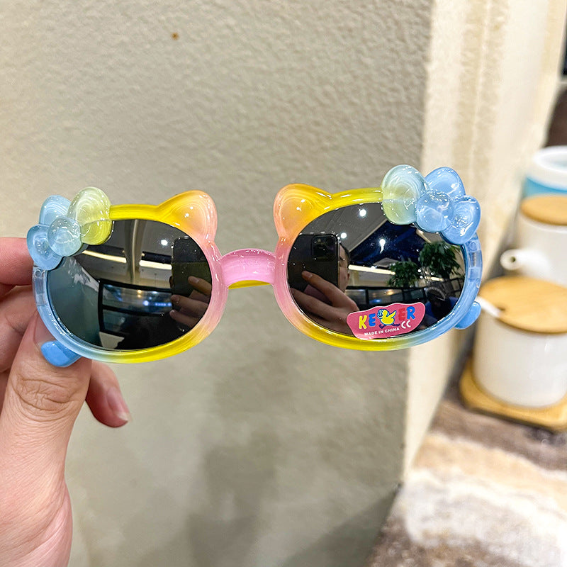 New Colorful Color Film Children's Sunglasses Gradient Bow Big Ears Children's Sunglasses Cute Glasses Trend