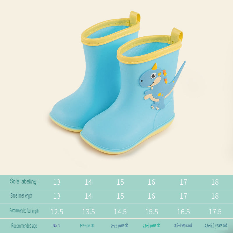 Baby rain boots summer boys printed lightweight waterproof toddler wear-resistant cute mid-tube water shoes girls and children rain gear