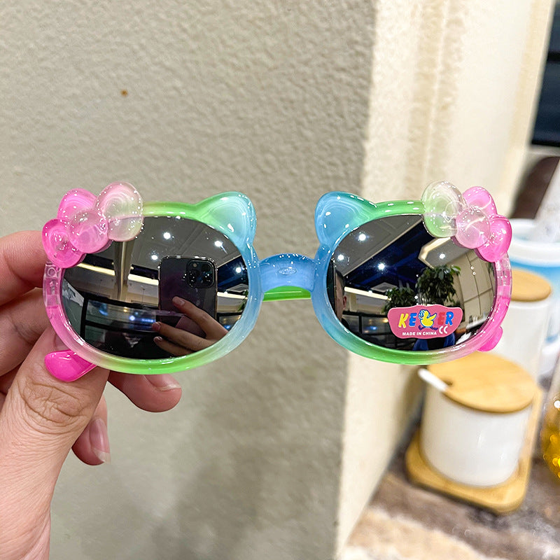 New Colorful Color Film Children's Sunglasses Gradient Bow Big Ears Children's Sunglasses Cute Glasses Trend