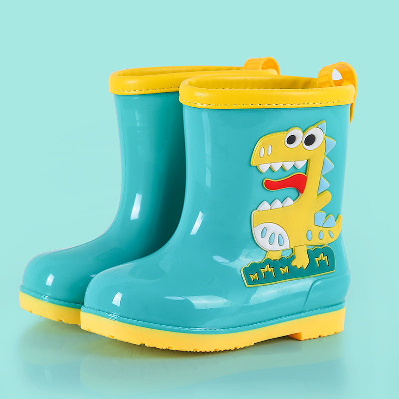 Children's rain boots, non-slip, waterproof, cartoon drawstring holster, warm, removable, men's and women's rain boots for small and medium-sized children