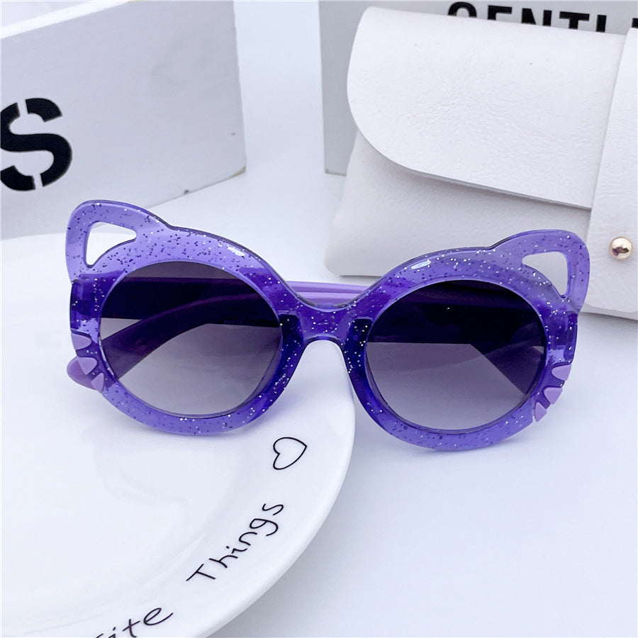 New Starlight Children's Sunglasses Colorful Sunglasses Anti-UV Glasses Cute Cartoon Cat Princess Children's Mirrors