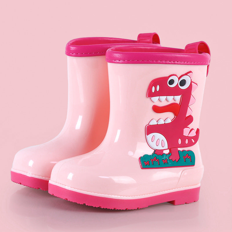 Children's rain boots, non-slip, waterproof, cartoon drawstring holster, warm, removable, men's and women's rain boots for small and medium-sized children