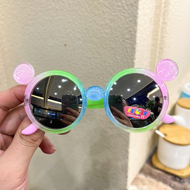 New Colorful Color Film Children's Sunglasses Gradient Bow Big Ears Children's Sunglasses Cute Glasses Trend