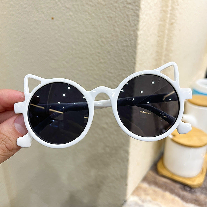 Children's sunglasses cat ears round colored glasses sunshade shopping style glasses