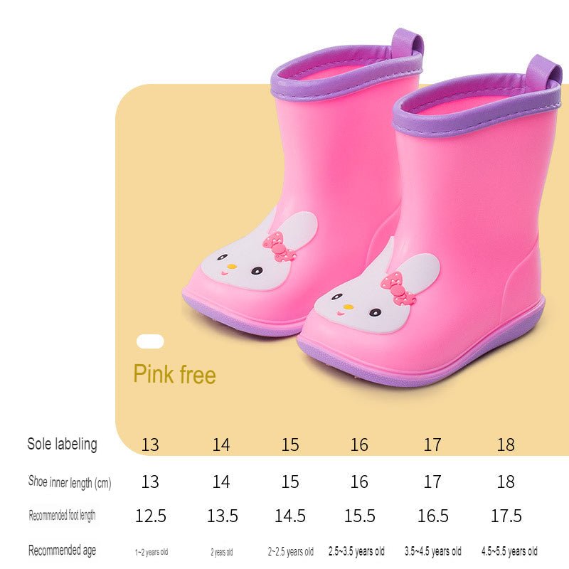 Baby rain boots summer boys printed lightweight waterproof toddler wear-resistant cute mid-tube water shoes girls and children rain gear