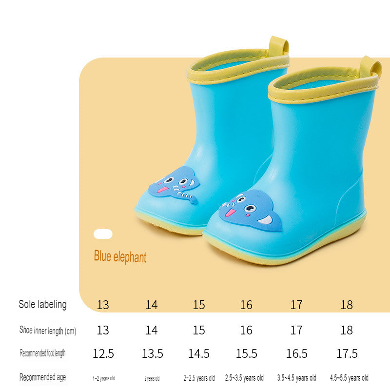 Baby rain boots summer boys printed lightweight waterproof toddler wear-resistant cute mid-tube water shoes girls and children rain gear