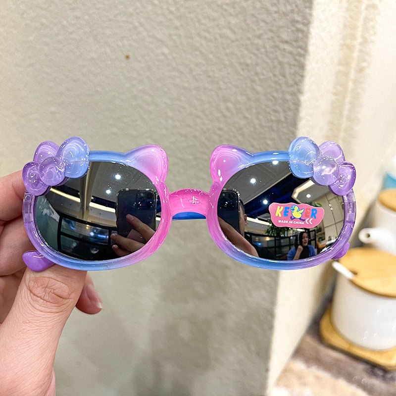 New Colorful Color Film Children's Sunglasses Gradient Bow Big Ears Children's Sunglasses Cute Glasses Trend