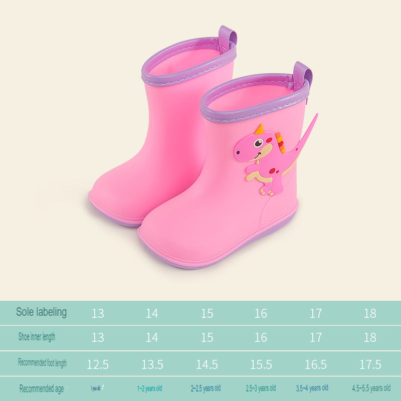 Baby rain boots summer boys printed lightweight waterproof toddler wear-resistant cute mid-tube water shoes girls and children rain gear