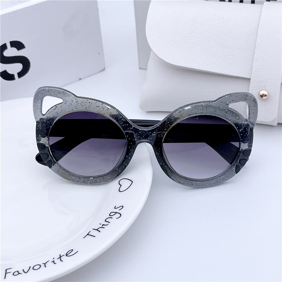 New Starlight Children's Sunglasses Colorful Sunglasses Anti-UV Glasses Cute Cartoon Cat Princess Children's Mirrors