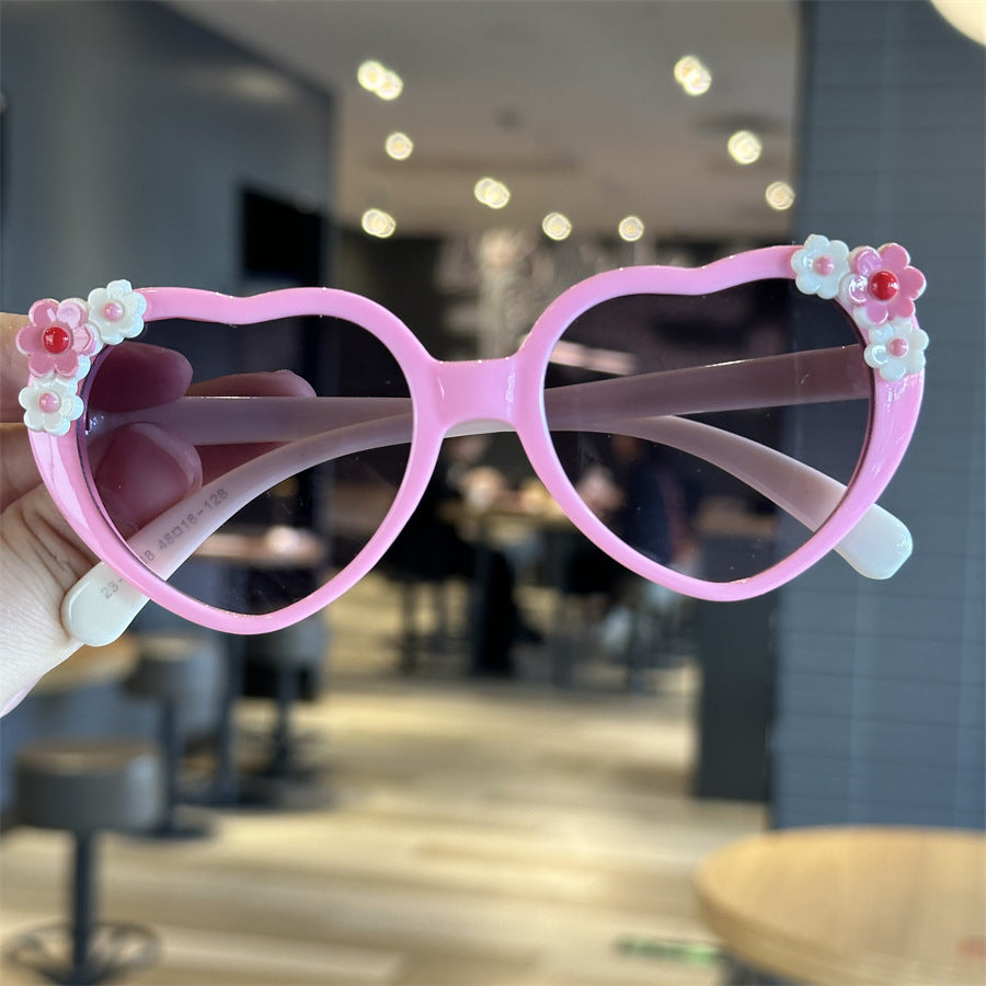 Little Princess Love Children's Sunglasses Baby Sunglasses Cute Cartoon Lace Glasses Anti-UV Girls Sunglasses