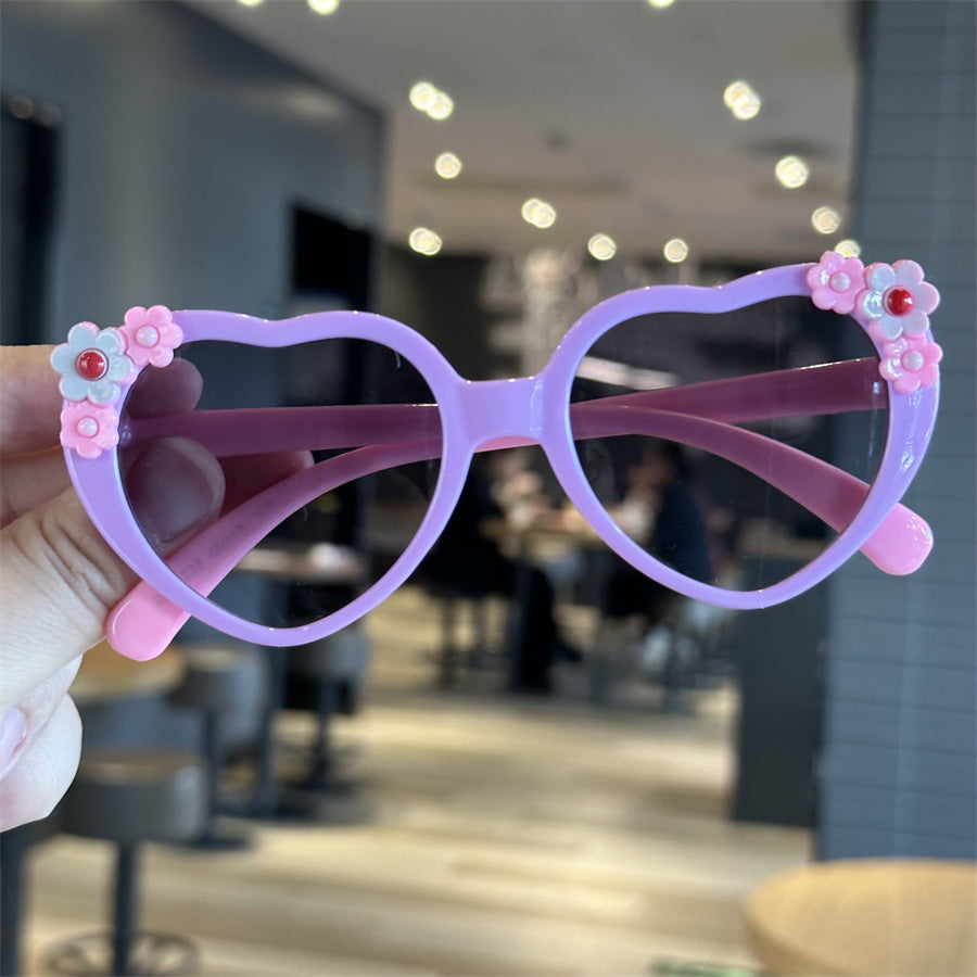 Little Princess Love Children's Sunglasses Baby Sunglasses Cute Cartoon Lace Glasses Anti-UV Girls Sunglasses