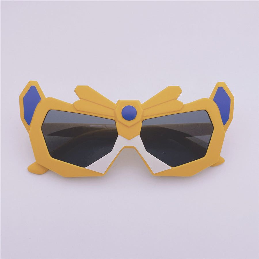 Robot children's sunglasses baby sunglasses mecha car robot boy baby style sunglasses photo show