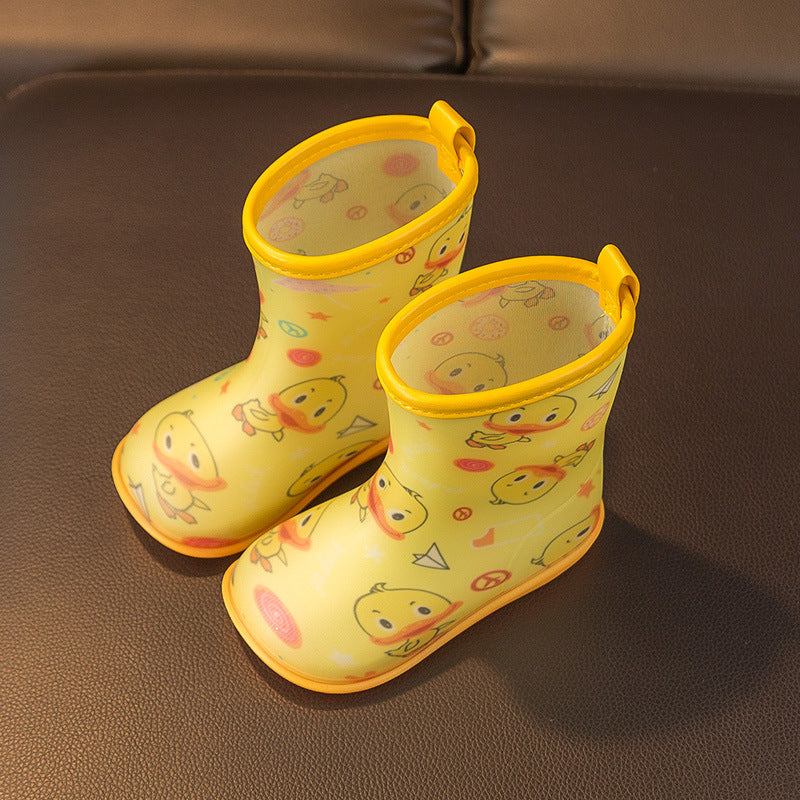 Baby rain boots summer boys printed lightweight waterproof toddler wear-resistant cute mid-tube water shoes girls and children rain gear