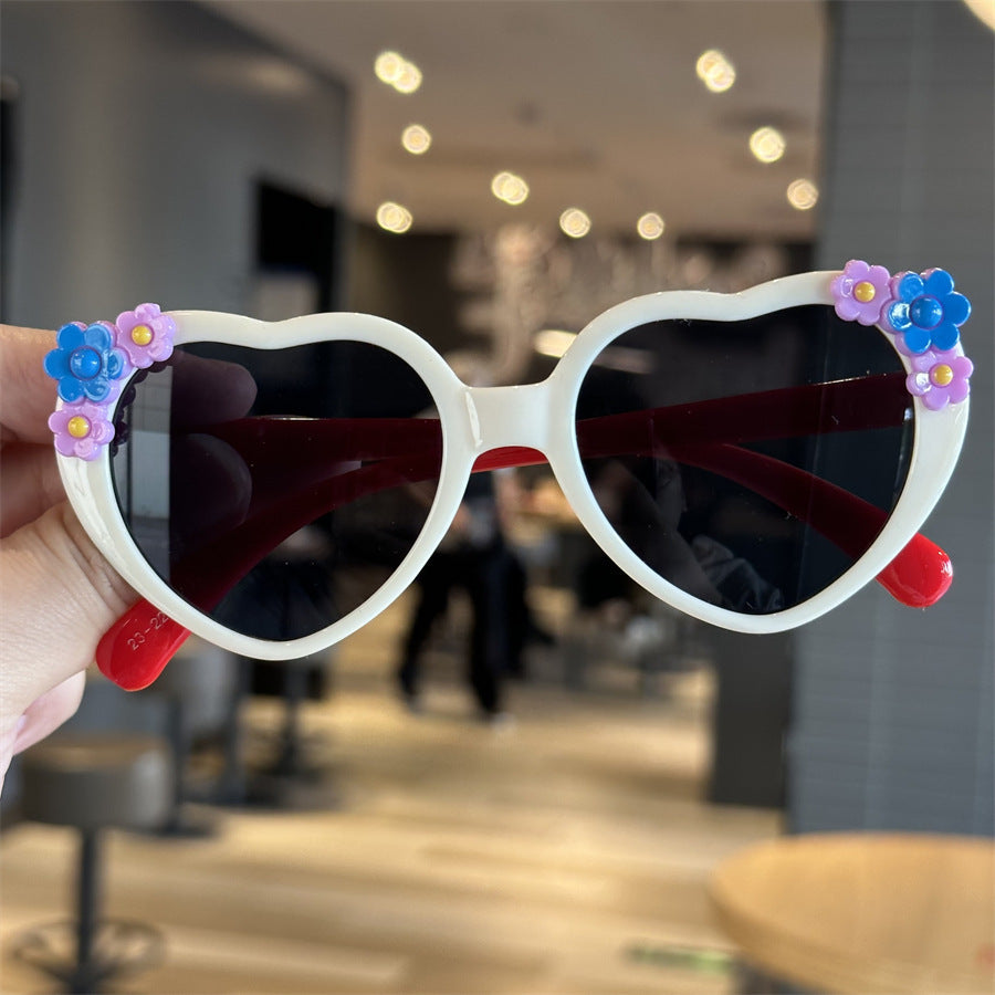 Little Princess Love Children's Sunglasses Baby Sunglasses Cute Cartoon Lace Glasses Anti-UV Girls Sunglasses