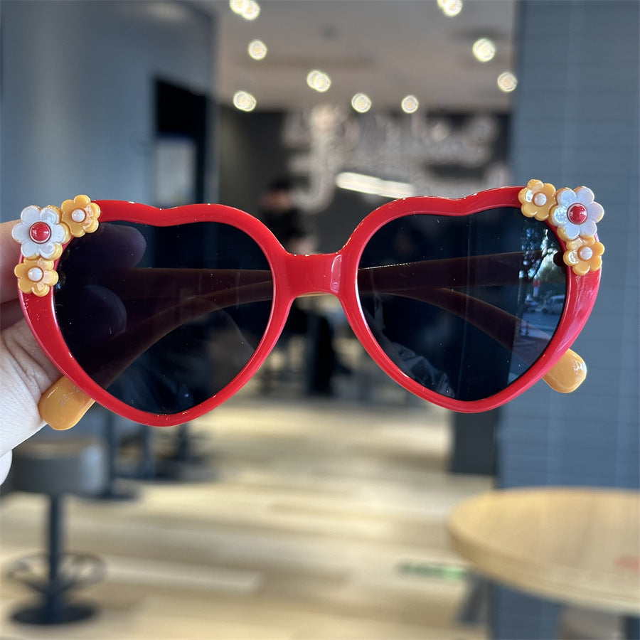 Little Princess Love Children's Sunglasses Baby Sunglasses Cute Cartoon Lace Glasses Anti-UV Girls Sunglasses