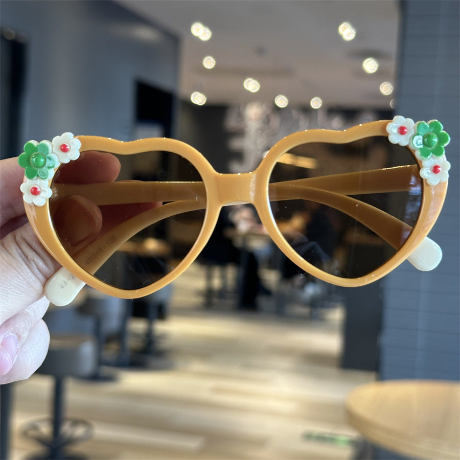 Little Princess Love Children's Sunglasses Baby Sunglasses Cute Cartoon Lace Glasses Anti-UV Girls Sunglasses