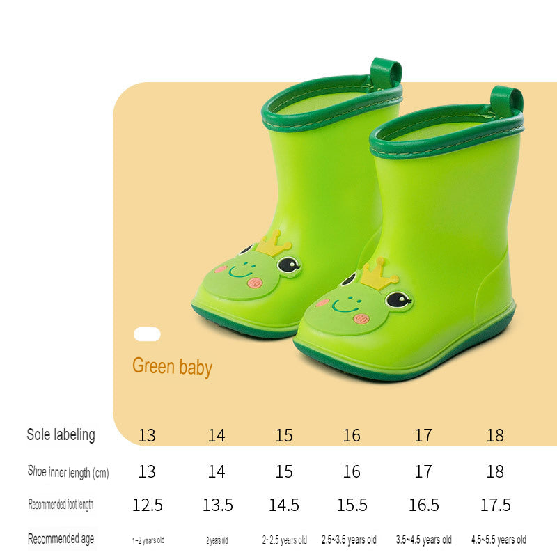 Baby rain boots summer boys printed lightweight waterproof toddler wear-resistant cute mid-tube water shoes girls and children rain gear