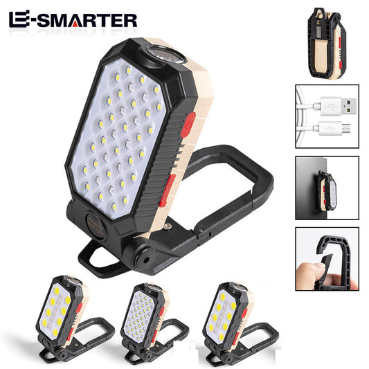 New Cob Work Light Usb Charging Led With Magnet Hook Power Display Emergency Flashlight Inspection Light