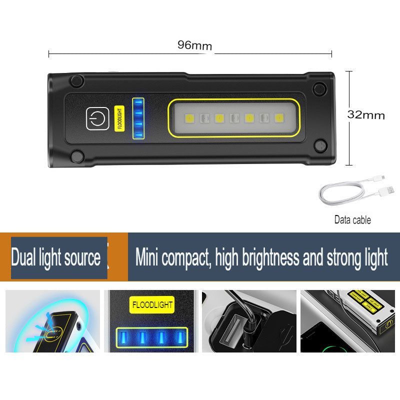 New Cob Work Light With Electric Display, Outdoor Emergency Inspection Light With Magnet, Led Output Mini Flashlight