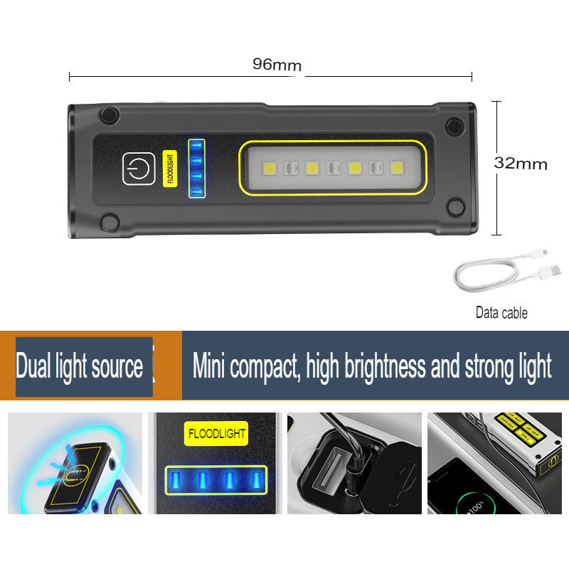 New Cob Work Light With Electric Display, Outdoor Emergency Inspection Light With Magnet, Led Output Mini Flashlight