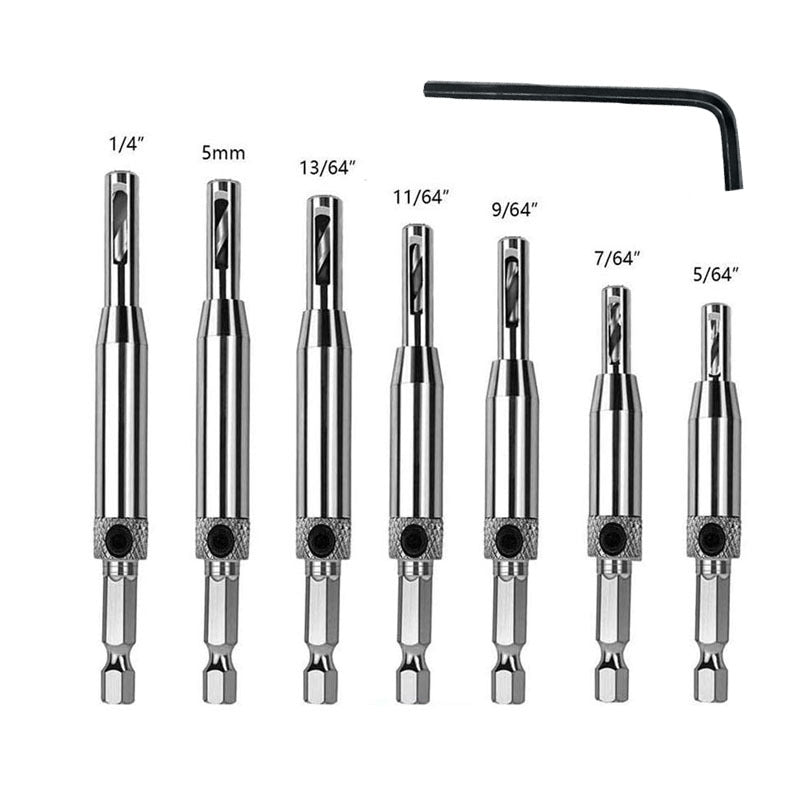 Hinge drill bit woodworking door and window hinge hole opener positioning drilling set high-speed steel special-shaped hexagonal handle drill bit