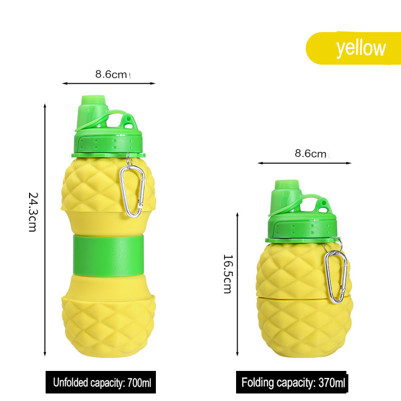 New Platinum Silicone Folding Cup Pineapple Telescopic Water Bottle Children's Outdoor Sports Water Bottle