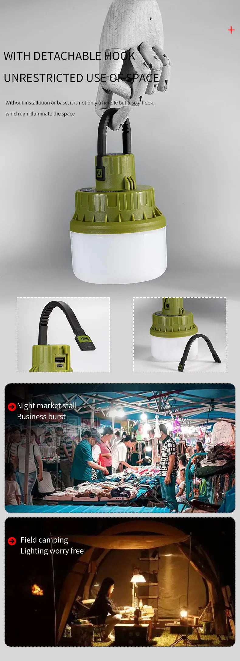 LED bulb lamp night market lamp stall artifact street stall lamp solar camping lamp rechargeable emergency lighting bulb