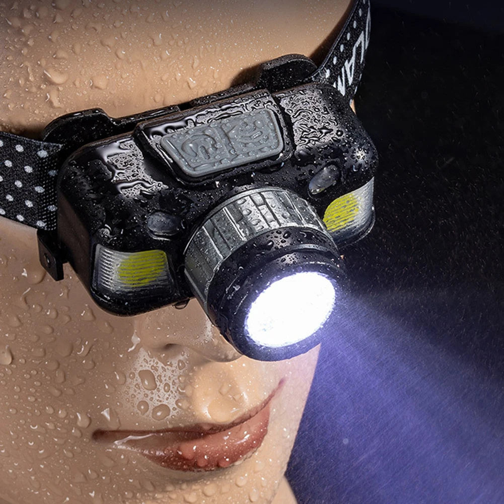 New Led Multi-Function Wave Sensor Headlamp Zoom P50 Outdoor Adventure Fishing Strong Light Flashlight