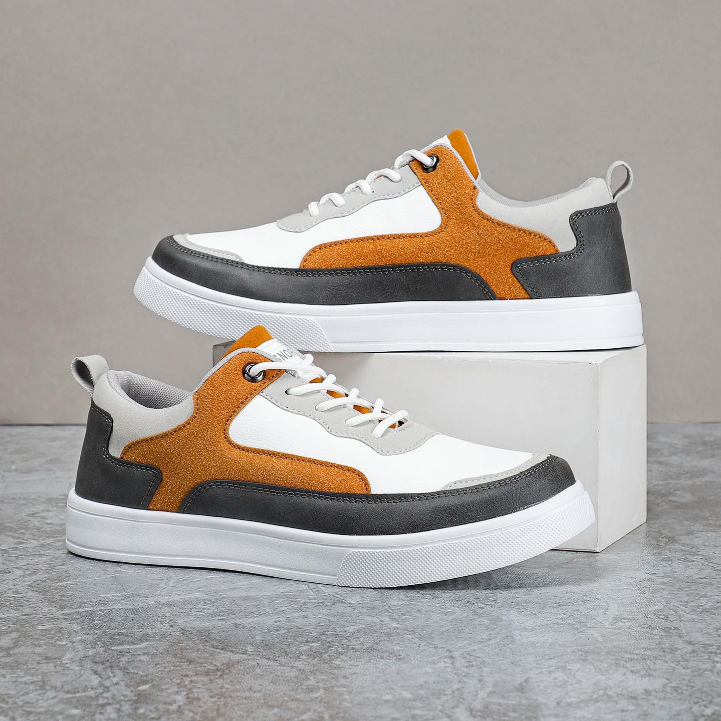 Men Fashion White Leather Sneakers Tenis Casual Shoes