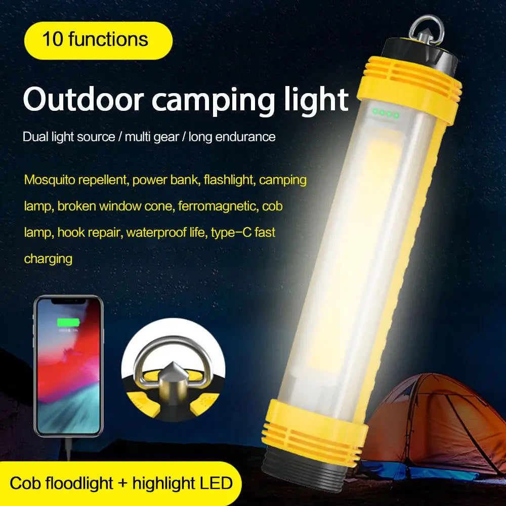 New Multi-Purpose Outdoor Multi-Functional Camping Flashlight Cob Strong Light With Magnet Repair Led Lighting