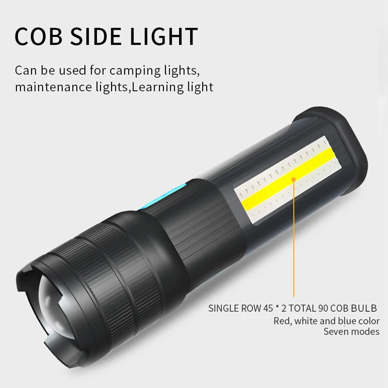 New Ak47 Multifunctional Night Riding Camping Light Rechargeable Cob Multifunctional Bright Flashlight Led Super Bright Outdoor