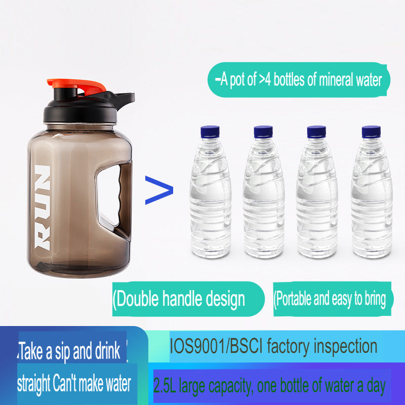 Household cold water cup, outdoor fitness water bottle, plastic water cup, high-looking portable large-capacity ton-ton barrel sports water bottle