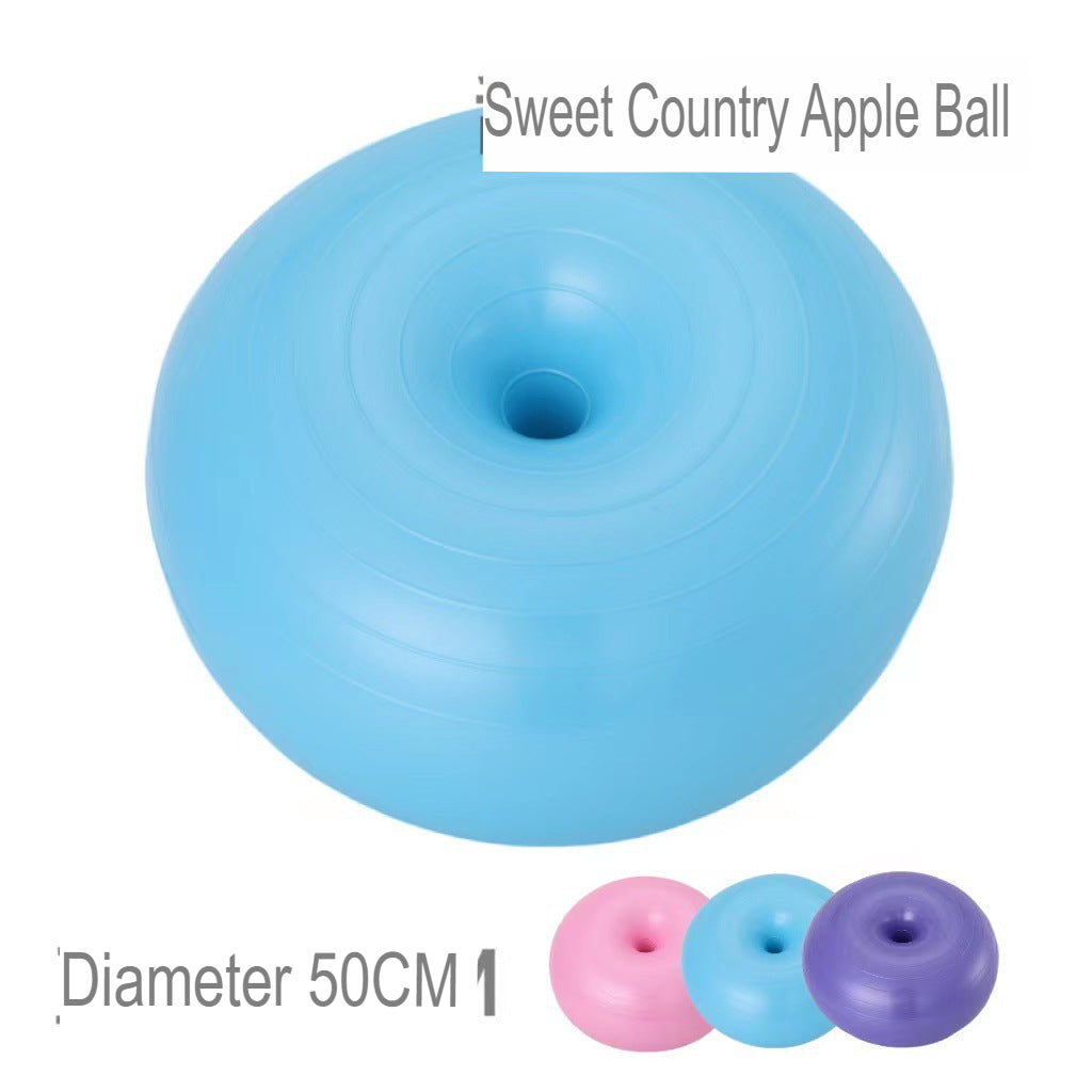 50CM donut yoga ball thickened explosion-proof yoga ball apple ball fitness inflatable balance yoga hemisphere