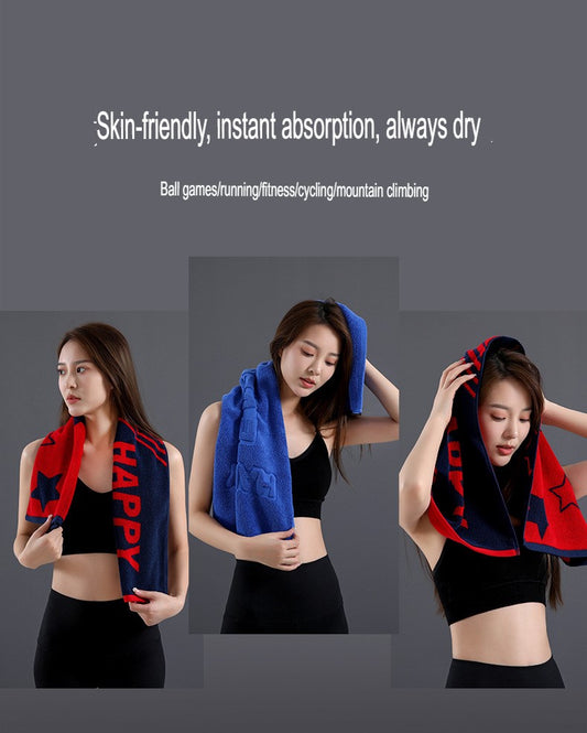 [100x35cm] Pure Cotton Sports Towel, Extra Long, Water-Absorbent, Breathable, Lint-Free, Fitness Wipe Sweat