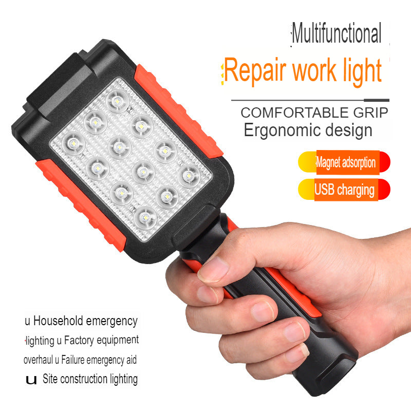 Multifunctional maintenance emergency lighting car inspection light handheld magnet USB charging dual power work light