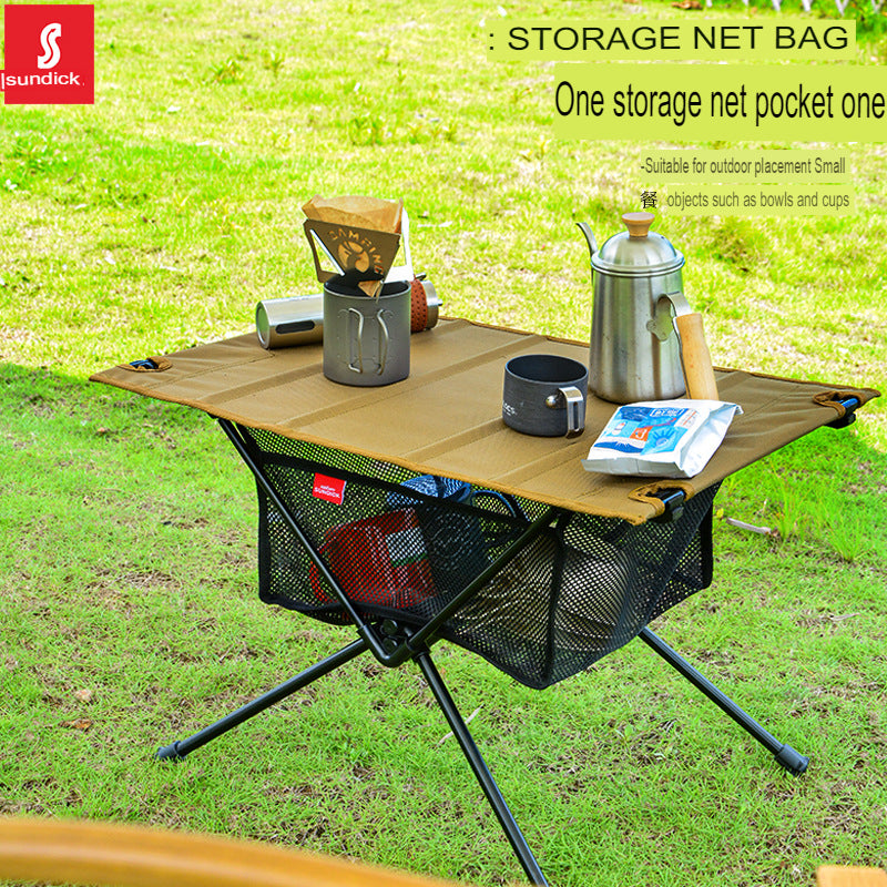 Mountain customer outdoor folding table storage net pocket camping table mesh cloth barbecue picnic light table tactical table accessories