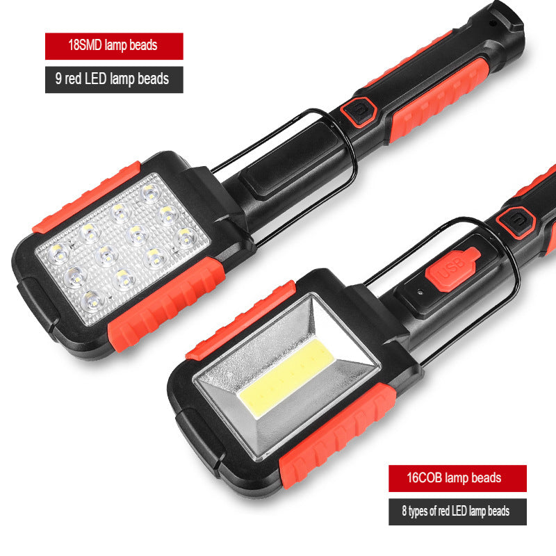 Multifunctional maintenance emergency lighting car inspection light handheld magnet USB charging dual power work light